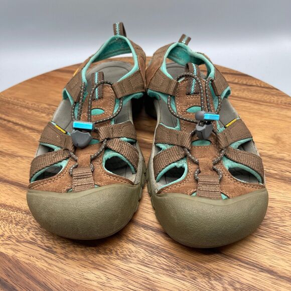 Keen Venice H2 Sandals Mens 8 Brown Teal Waterproof Bungee Vegan Hiking Cap Toe - Picture 2 of 8
